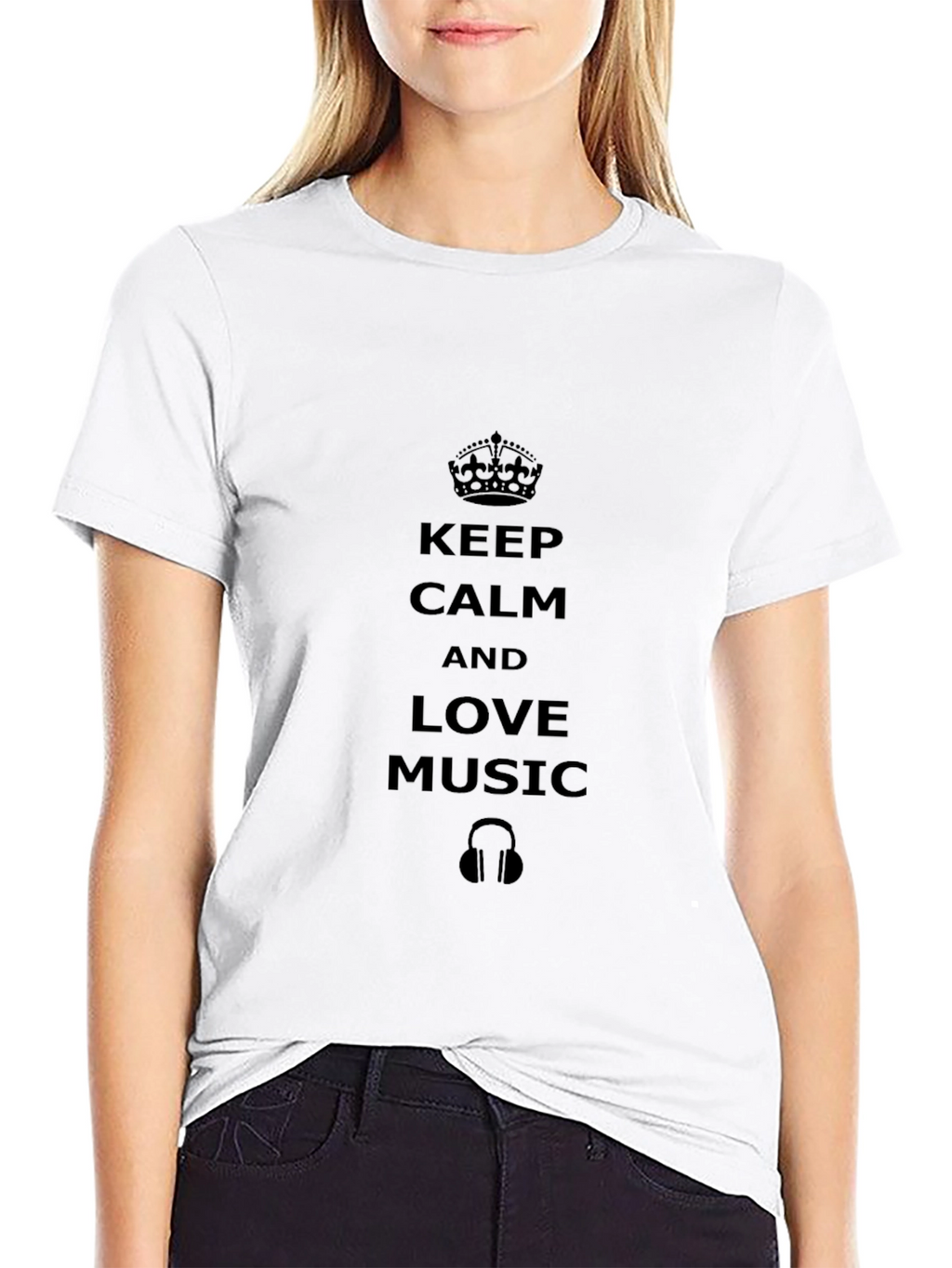 Keep Calm and Love Music Graphic Tee - Black