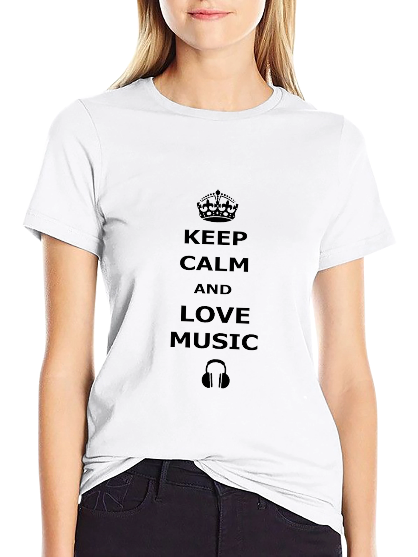 Keep Calm and Love Music Graphic Tee - Black