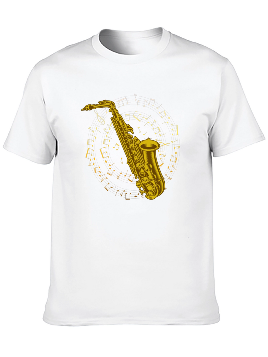 Saxophone Music Notes Graphic Tee - Black