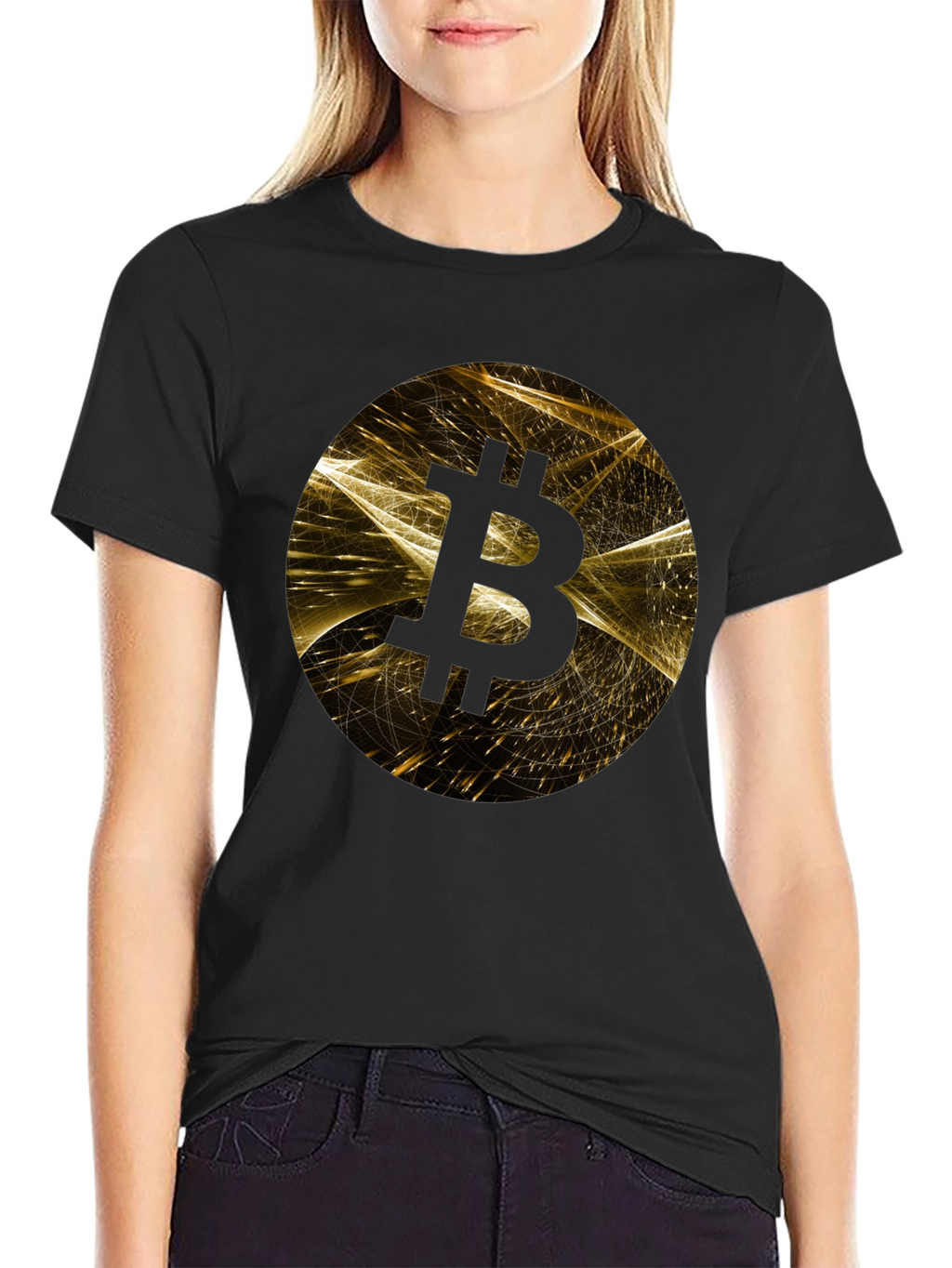 Bitcoin Graphic Print Black T-Shirt