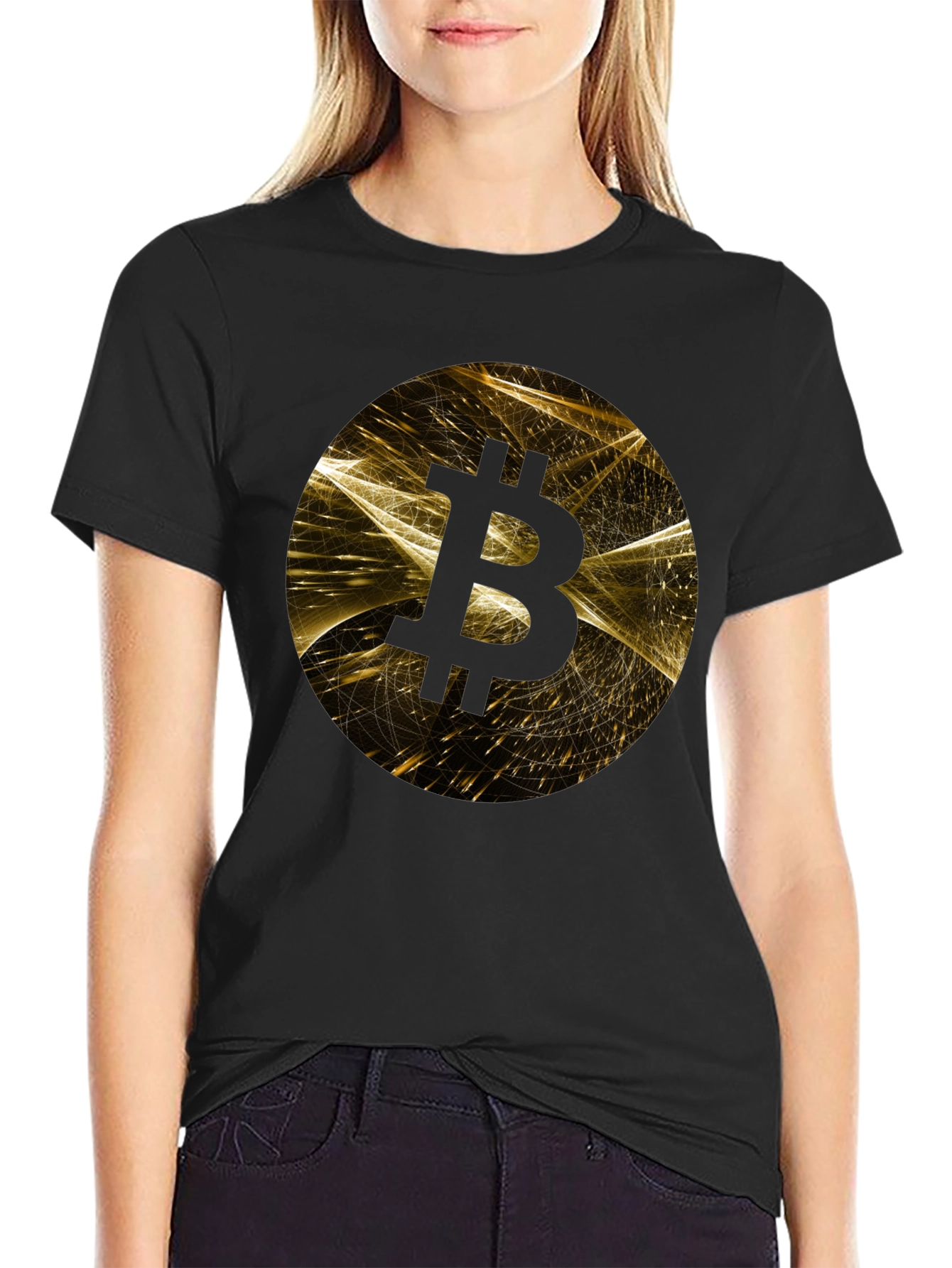 Bitcoin Graphic Print Black T-Shirt