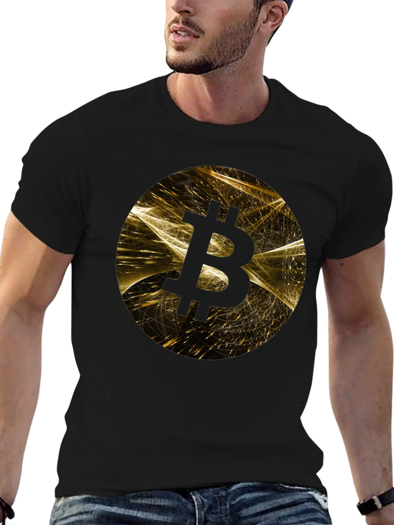 Bitcoin Graphic Print Black T-Shirt