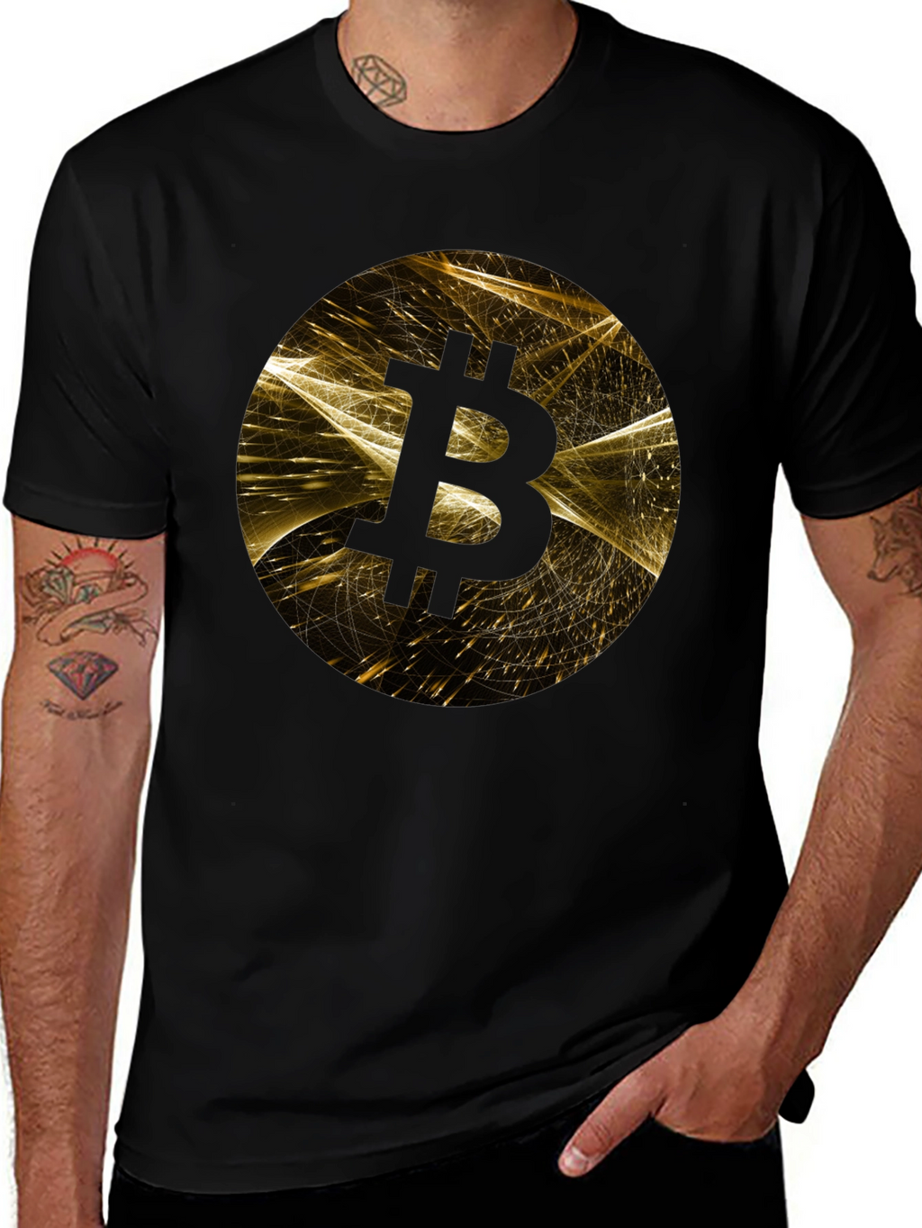 Bitcoin Graphic Print Black T-Shirt
