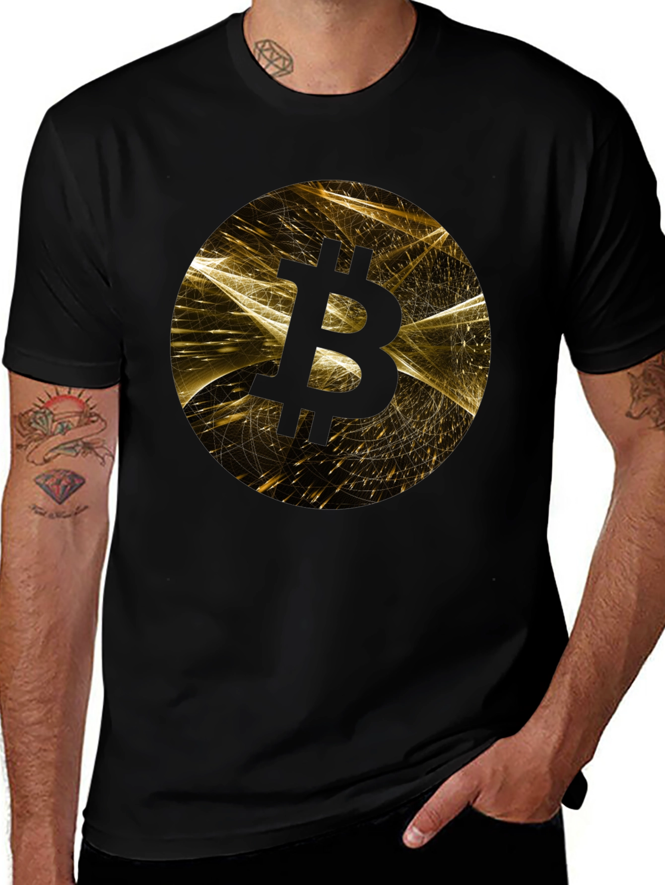 Bitcoin Graphic Print Black T-Shirt