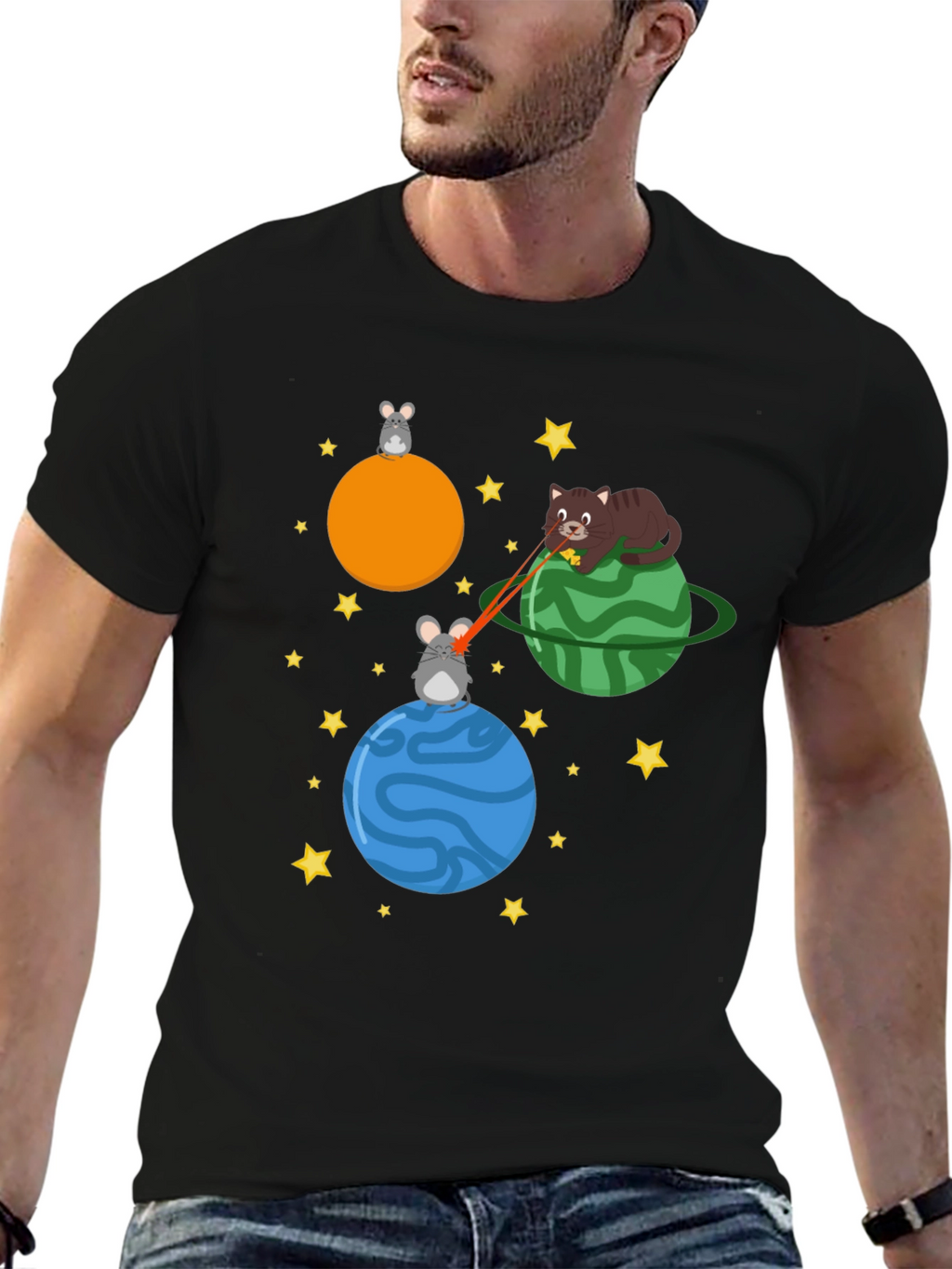 Cosmic Cat & Mouse Laser Beam T-Shirt