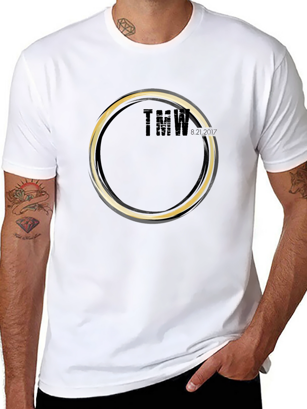 Mens Graphic Black T-Shirt - Circular Design
