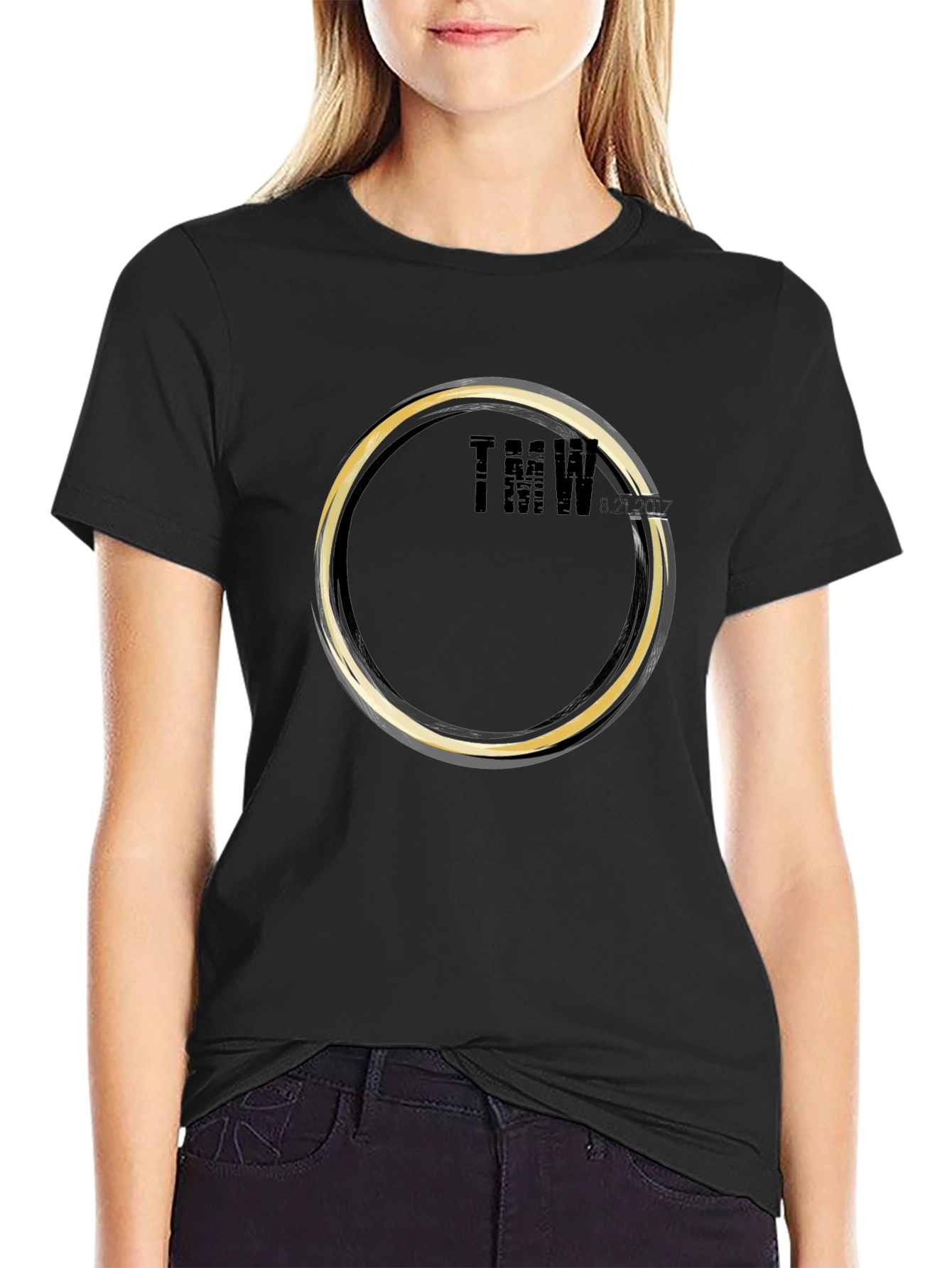 Mens Graphic Black T-Shirt - Circular Design