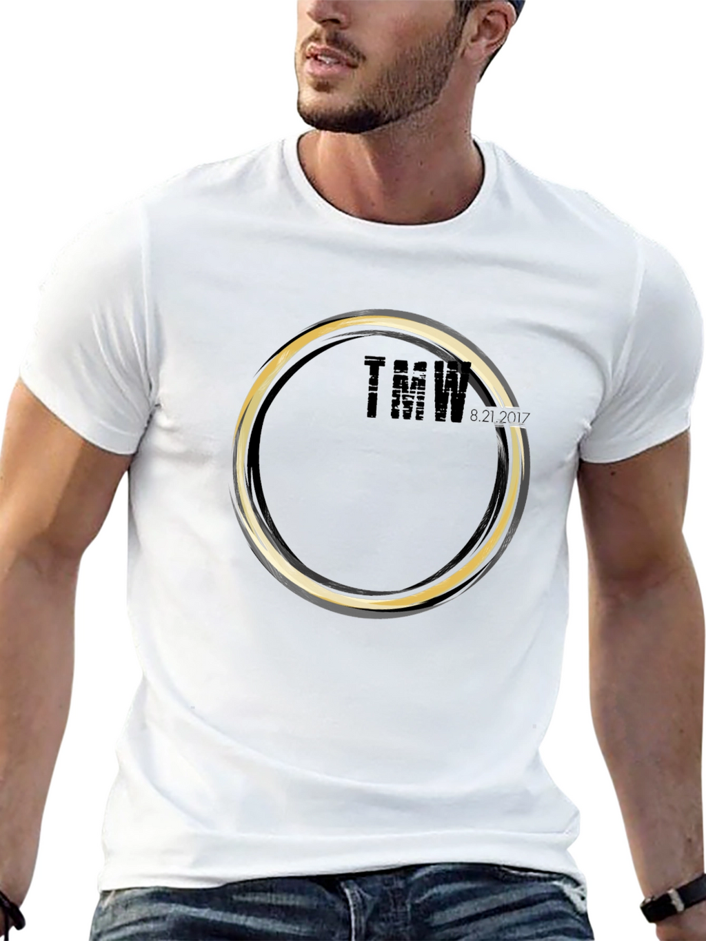 Mens Graphic Black T-Shirt - Circular Design