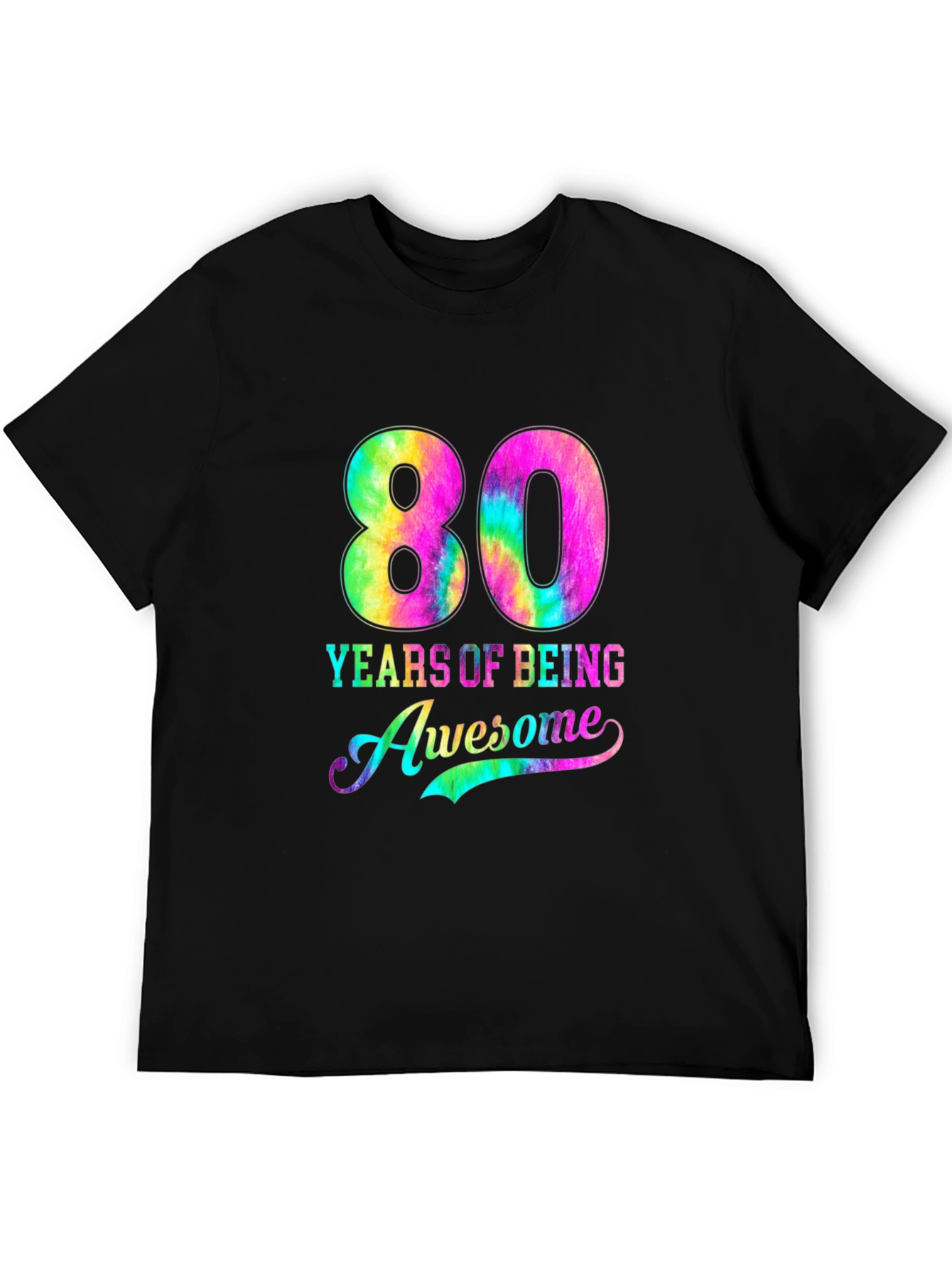 80 Years of Being Awesome Tie-Dye Graphic Tee