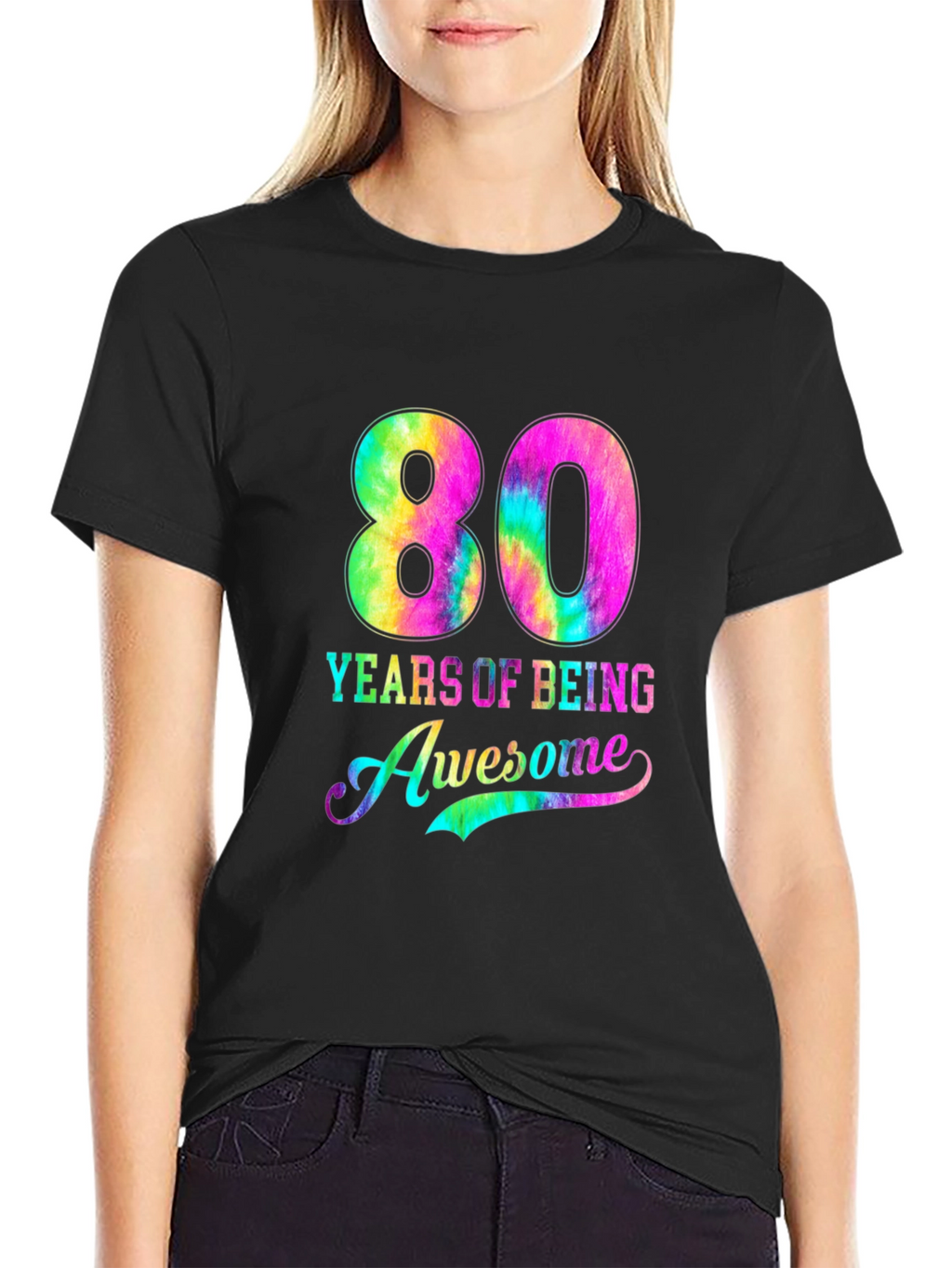 80 Years of Being Awesome Tie-Dye Graphic Tee
