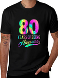 80 Years of Being Awesome Tie-Dye Graphic Tee