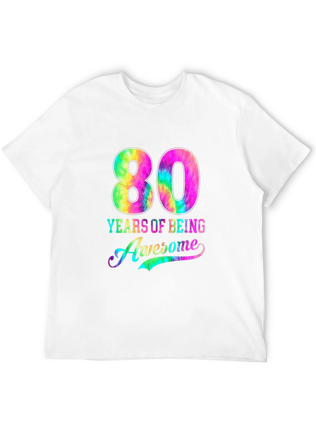 80 Years of Being Awesome Tie-Dye Graphic Tee
