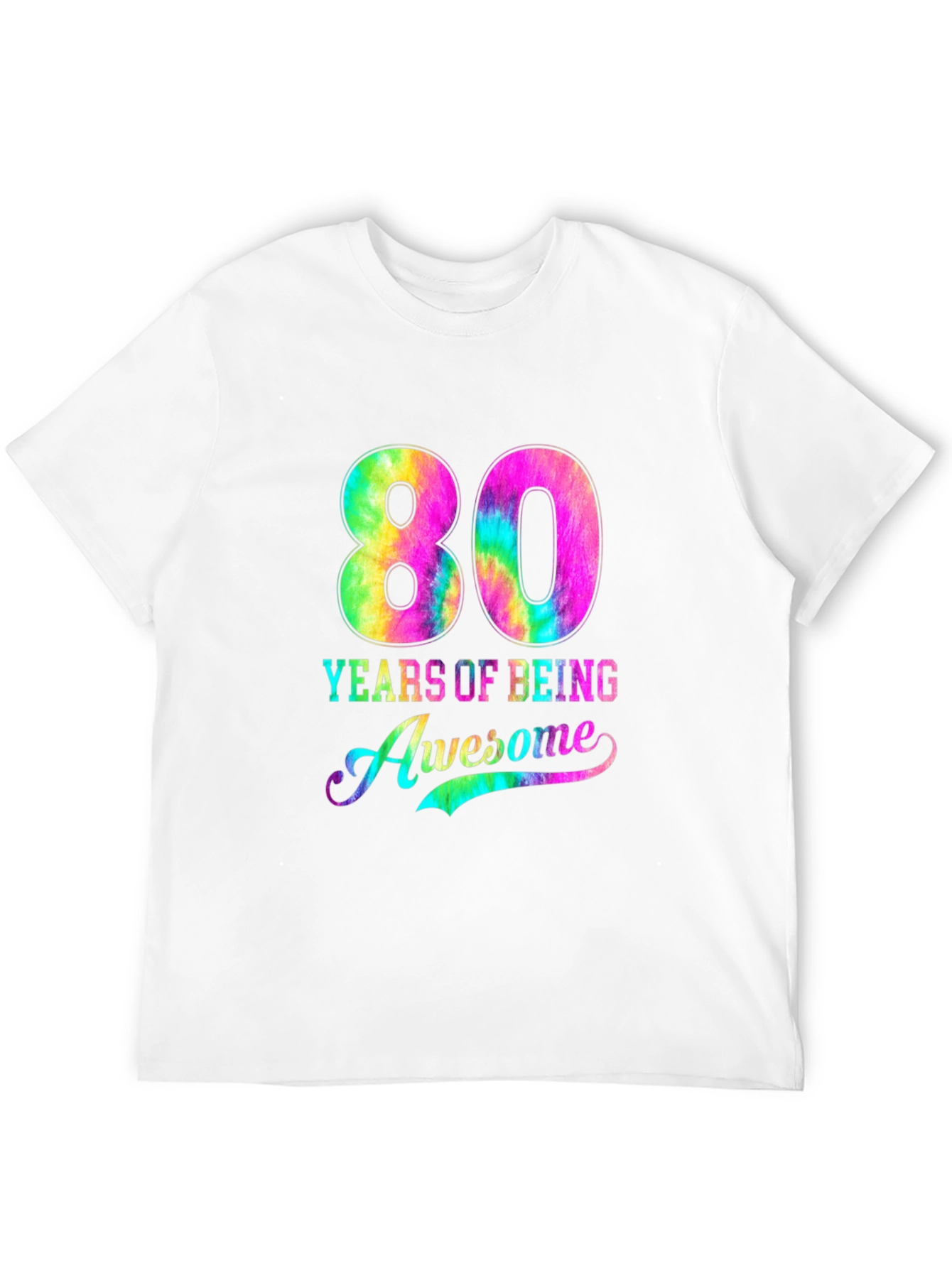 80 Years of Being Awesome Tie-Dye Graphic Tee