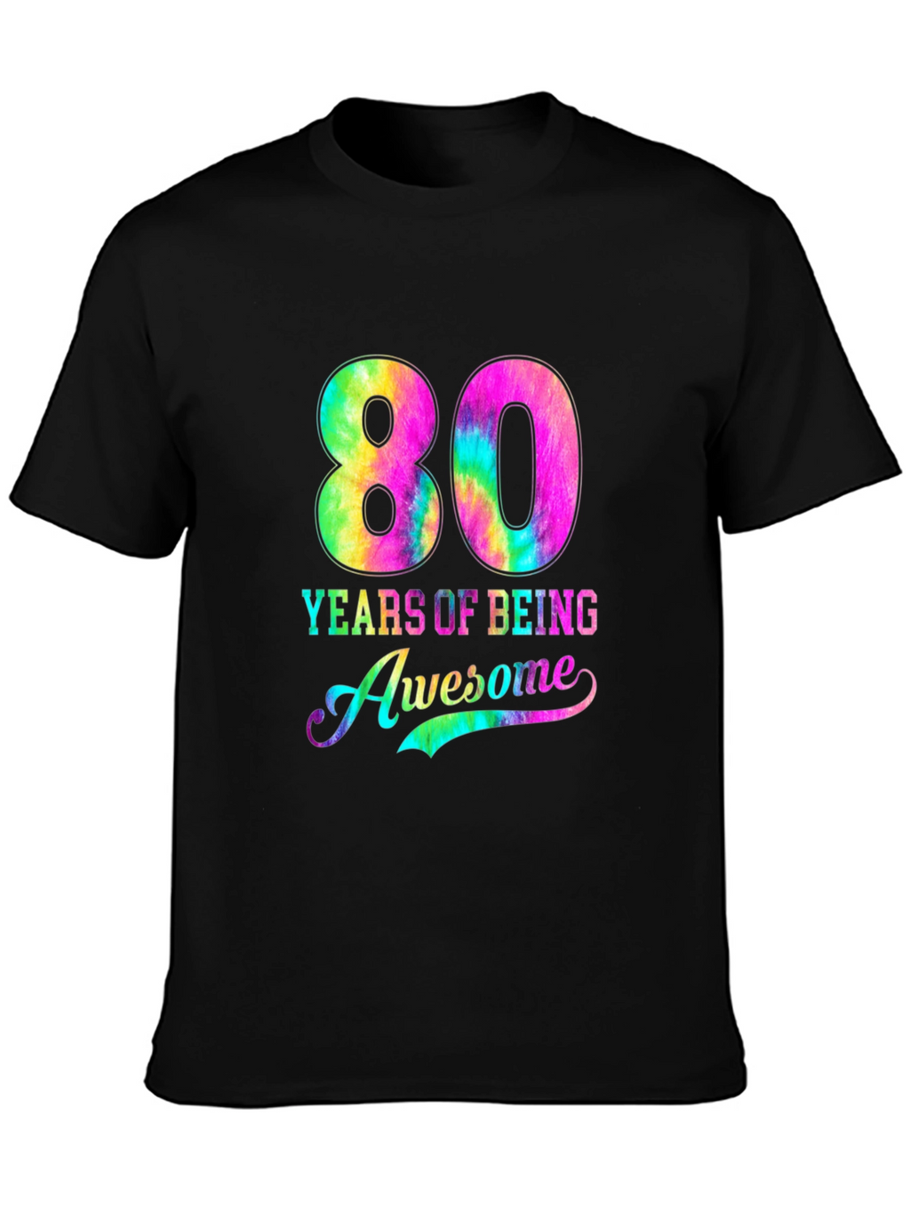80 Years of Being Awesome Tie-Dye Graphic Tee