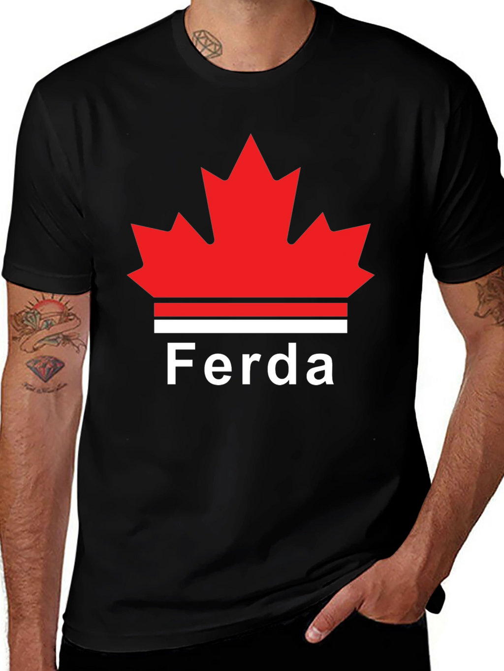 Ferda Maple Leaf Graphic T-Shirt - Black