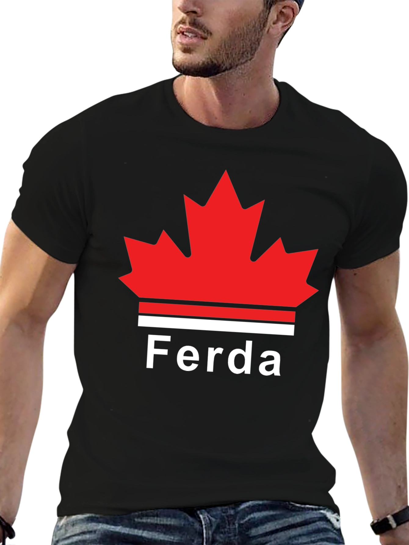 Ferda Maple Leaf Graphic T-Shirt - Black