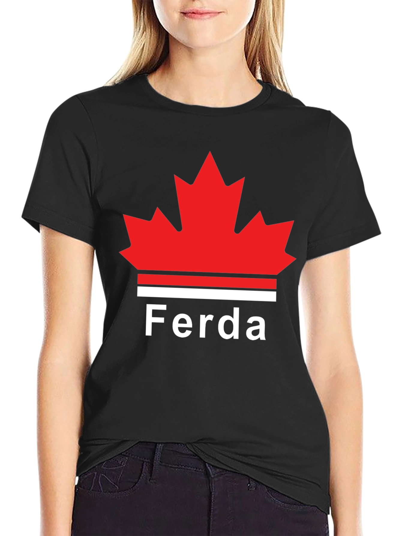 Ferda Maple Leaf Graphic T-Shirt - Black