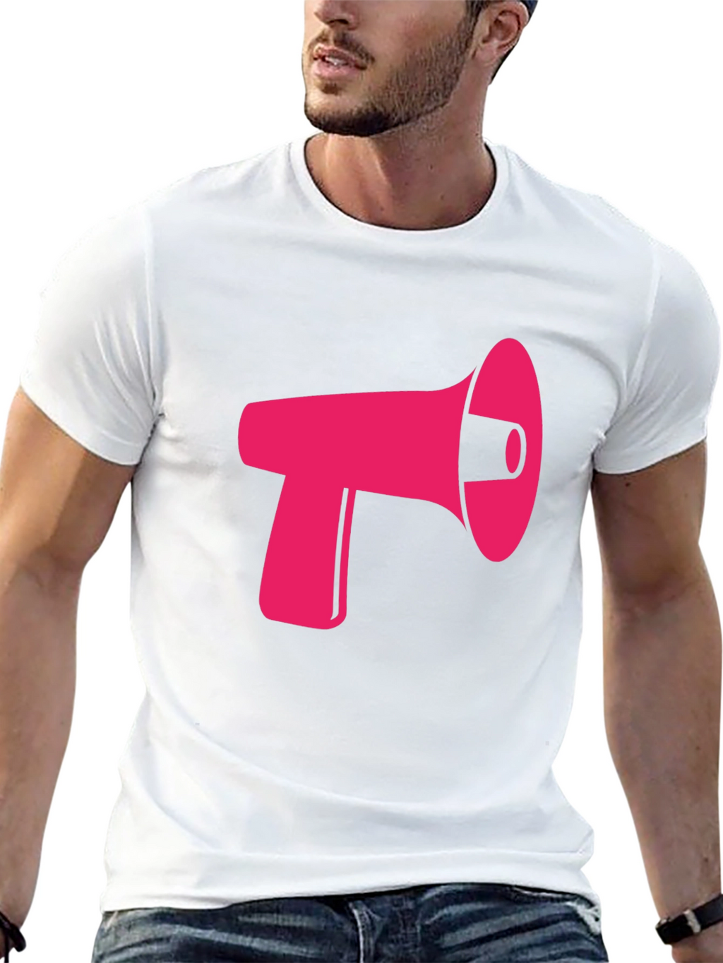 Pink Megaphone Graphic Black Tee