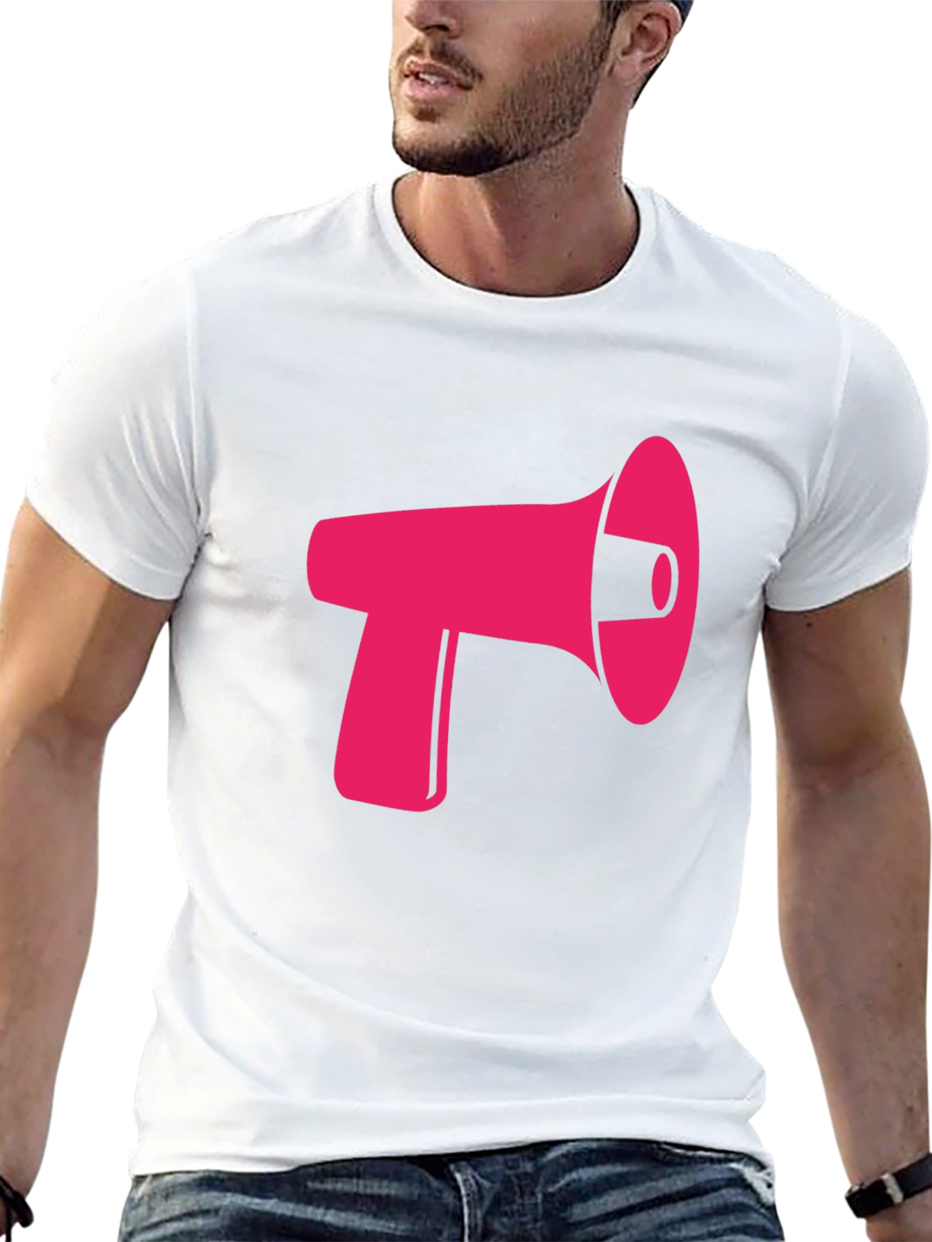 Pink Megaphone Graphic Black Tee