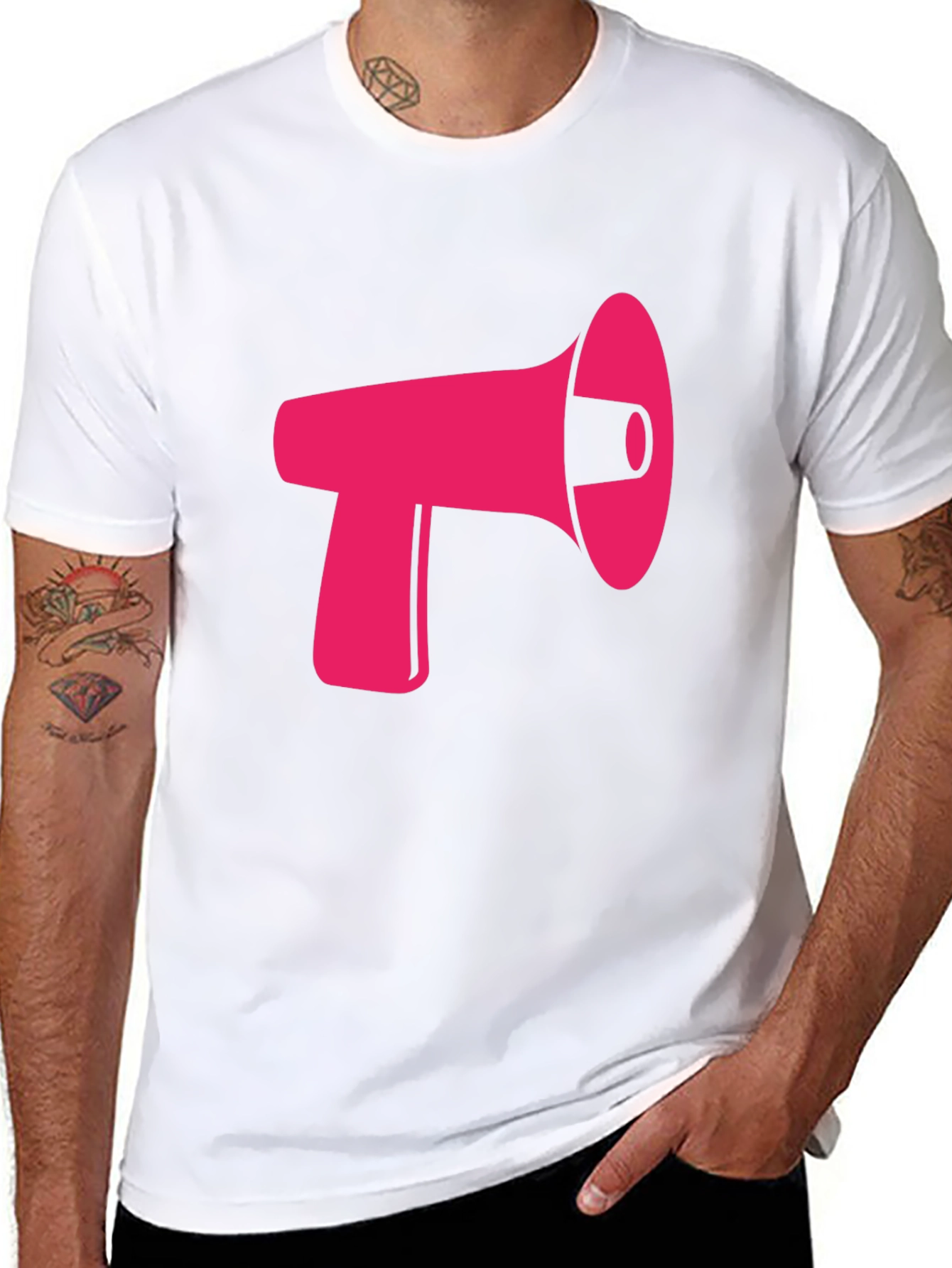 Pink Megaphone Graphic Black Tee