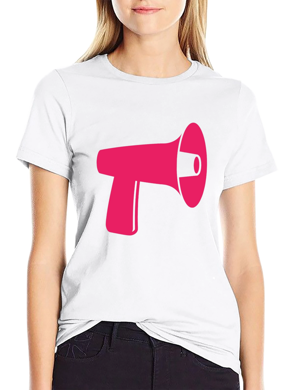 Pink Megaphone Graphic Black Tee