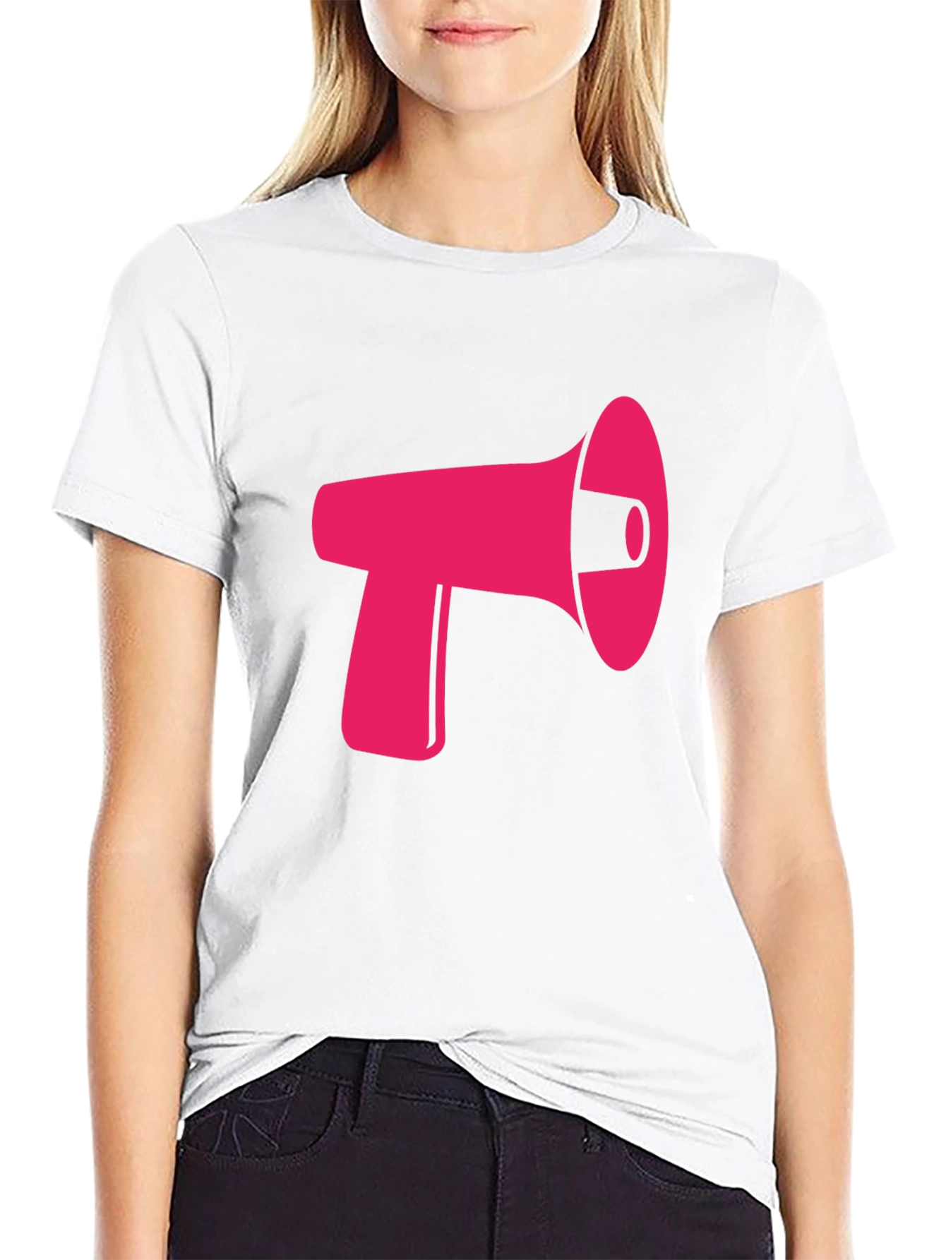 Pink Megaphone Graphic Black Tee