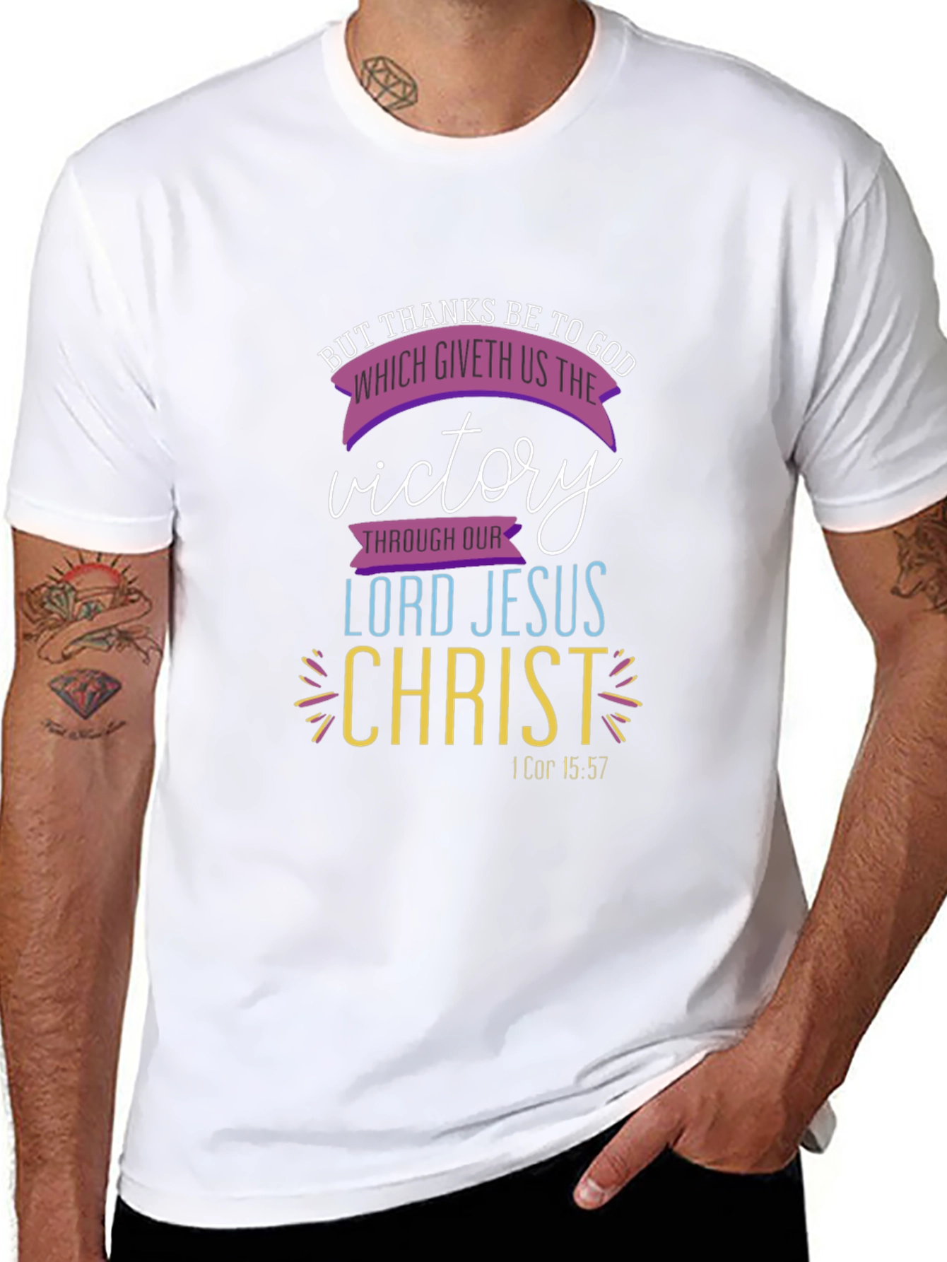 Faith-Based Tee: Victory Through Christ Black T-Shirt