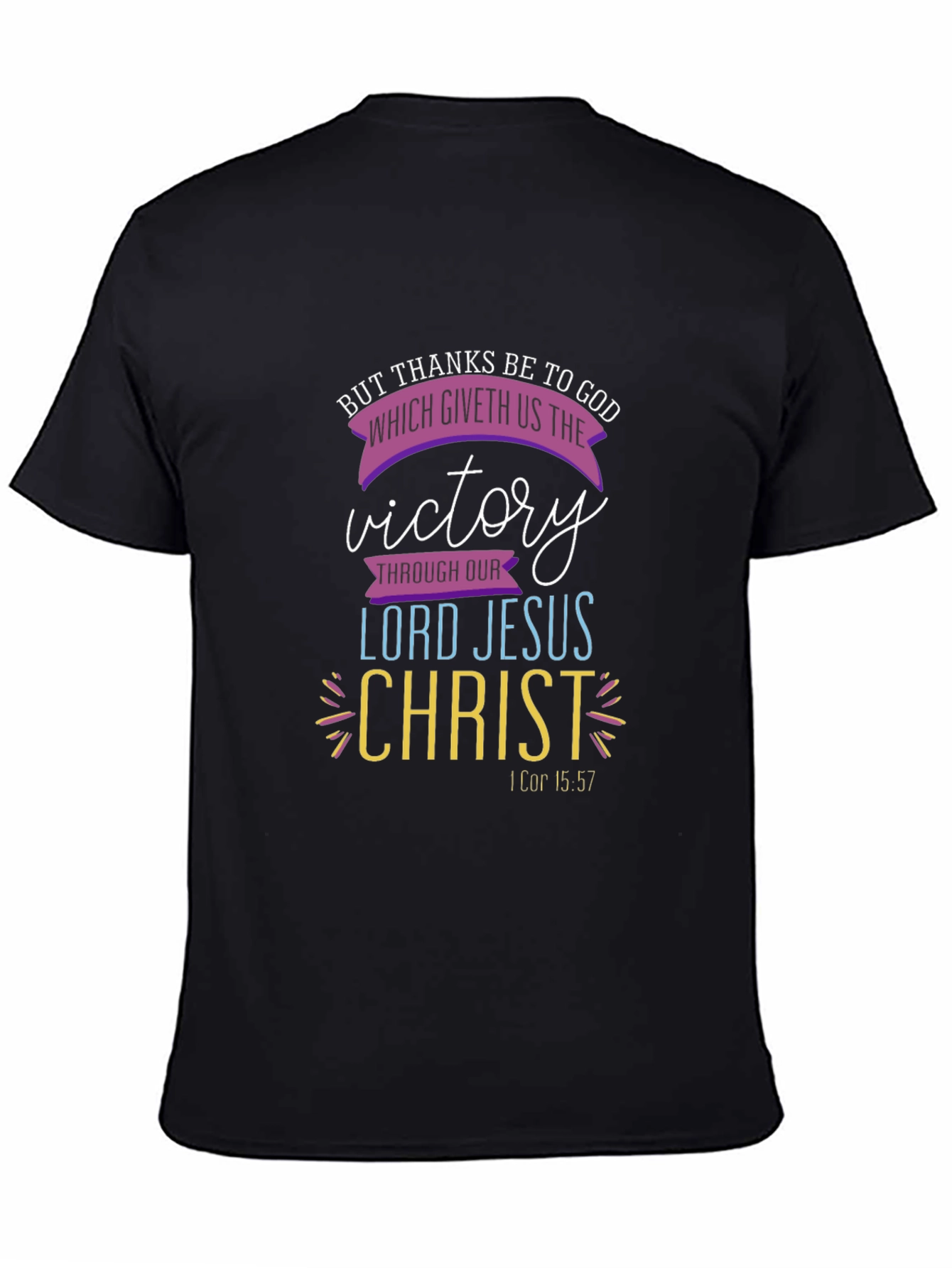 Faith-Based Tee: Victory Through Christ Black T-Shirt