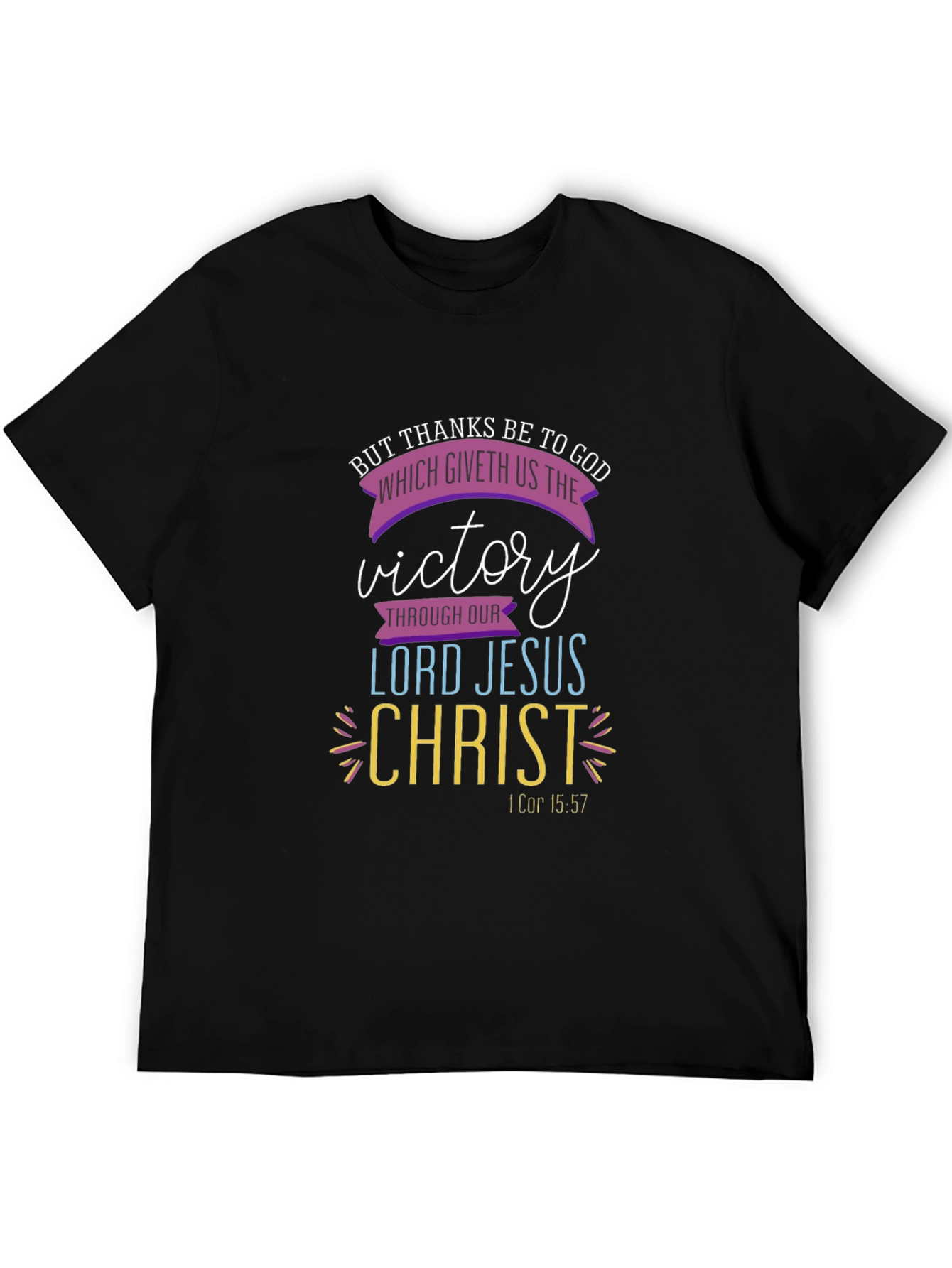 Faith-Based Tee: Victory Through Christ Black T-Shirt
