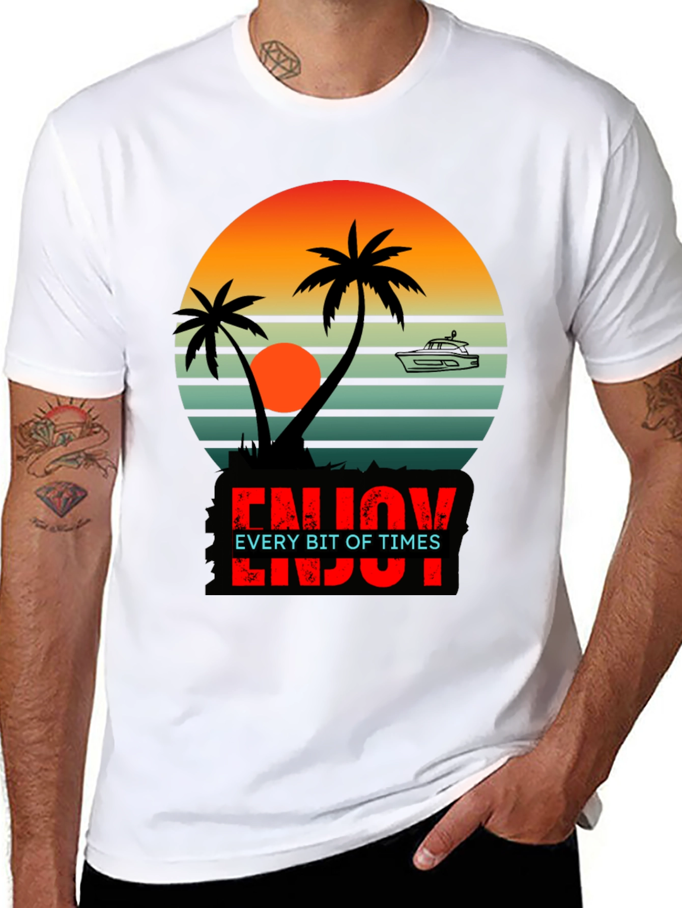 Sunset Palms T-Shirt - Enjoy Every Bit of Times
