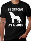 Be Strong as a Wolf Graphic T-Shirt - Black