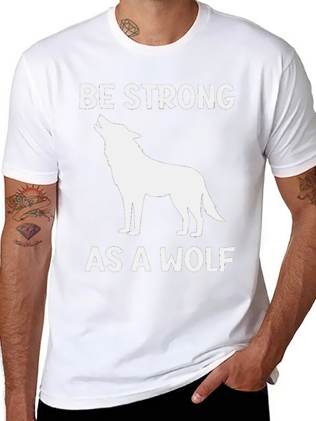 Be Strong as a Wolf Graphic T-Shirt - Black