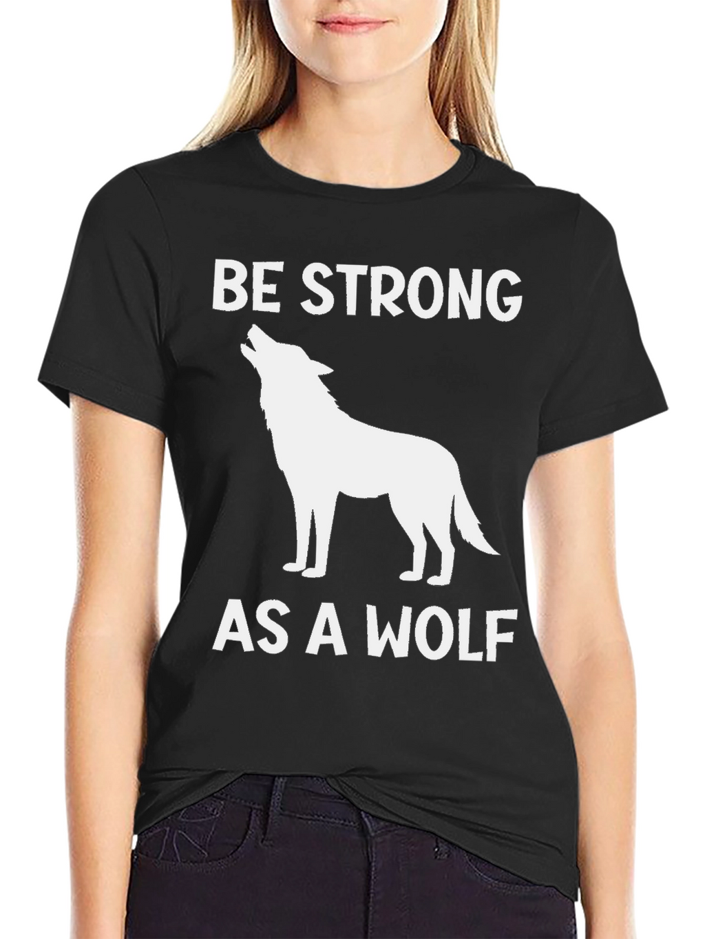 Be Strong as a Wolf Graphic T-Shirt - Black