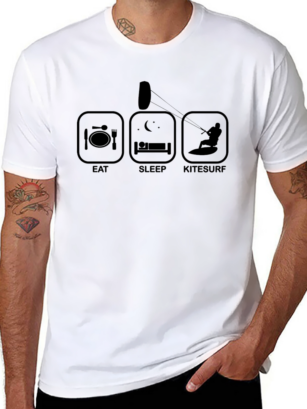 Eat Sleep Kitesurf Black T-Shirt