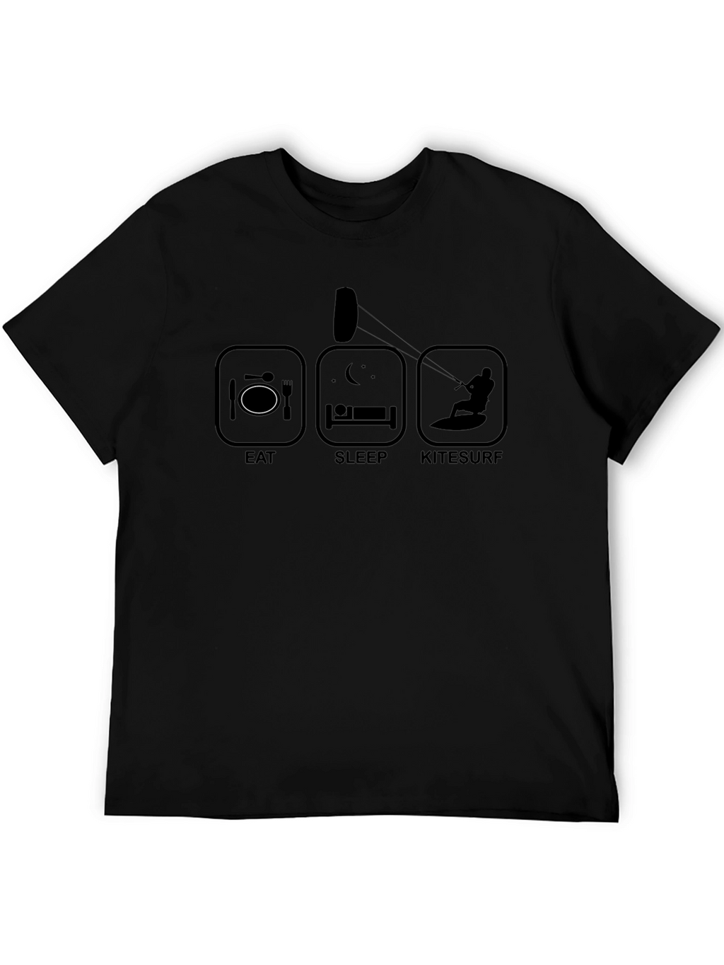 Eat Sleep Kitesurf Black T-Shirt