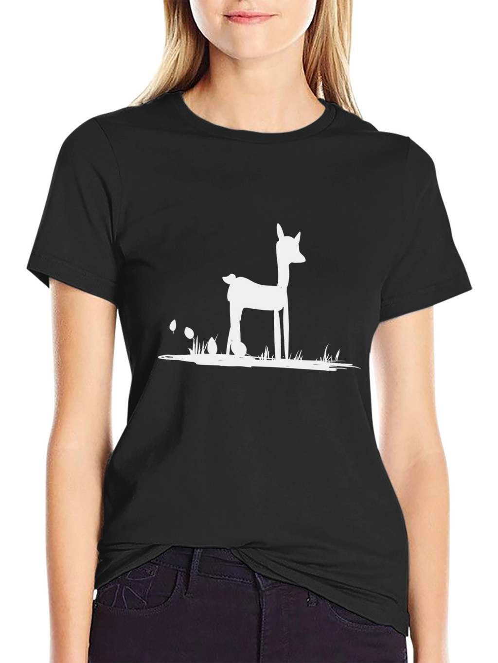 Deer Silhouette Graphic Tee - Classic Black Cotton