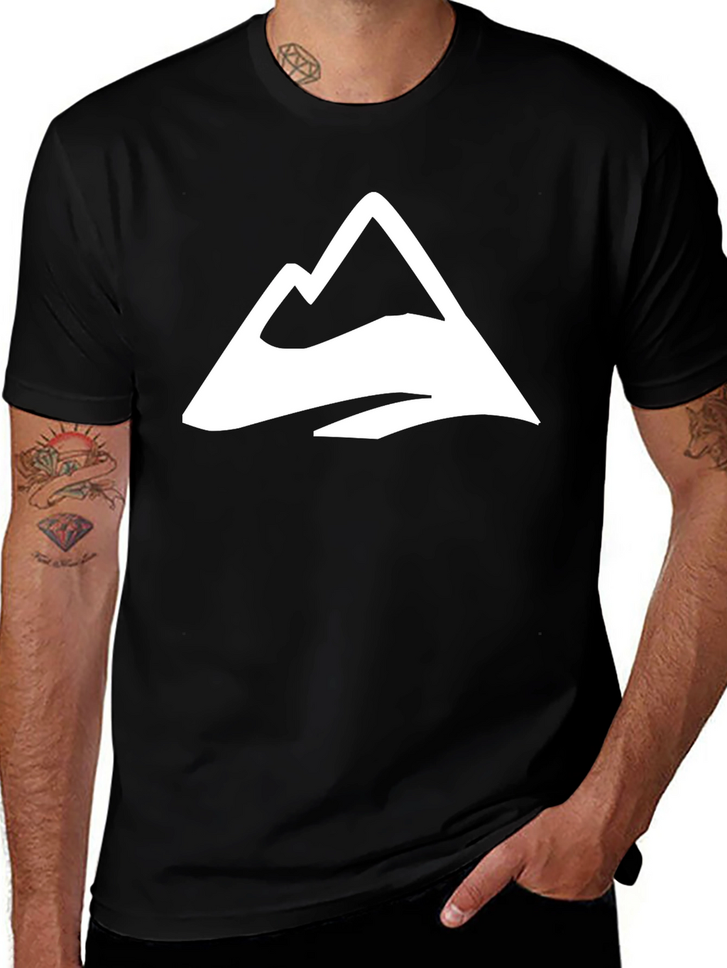 Black T-Shirt with Mountain Peak Logo