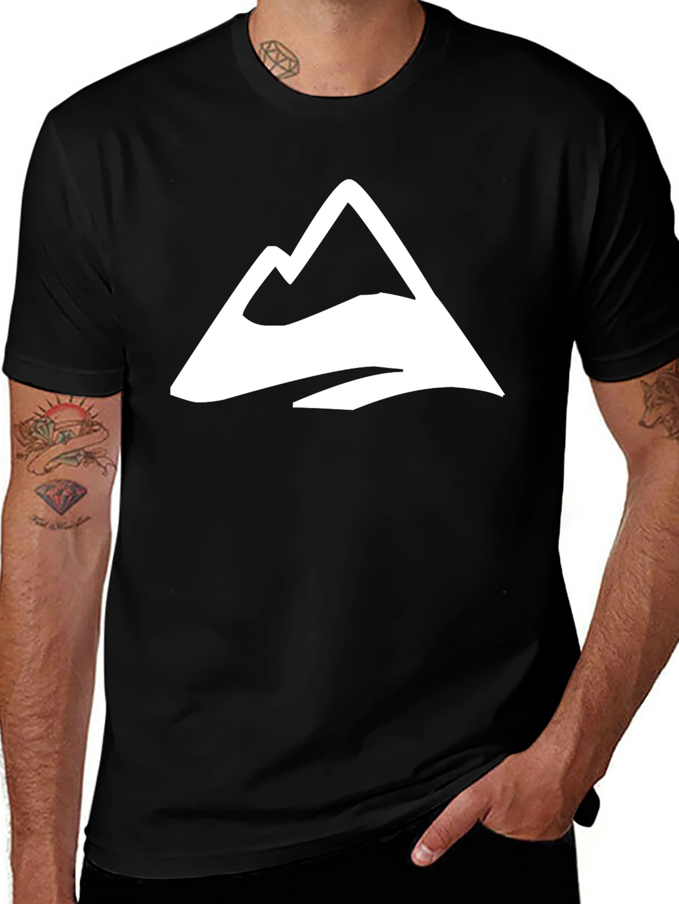 Black T-Shirt with Mountain Peak Logo