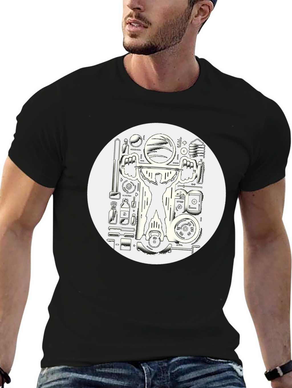 Weightlifting Black Graphic T-Shirt