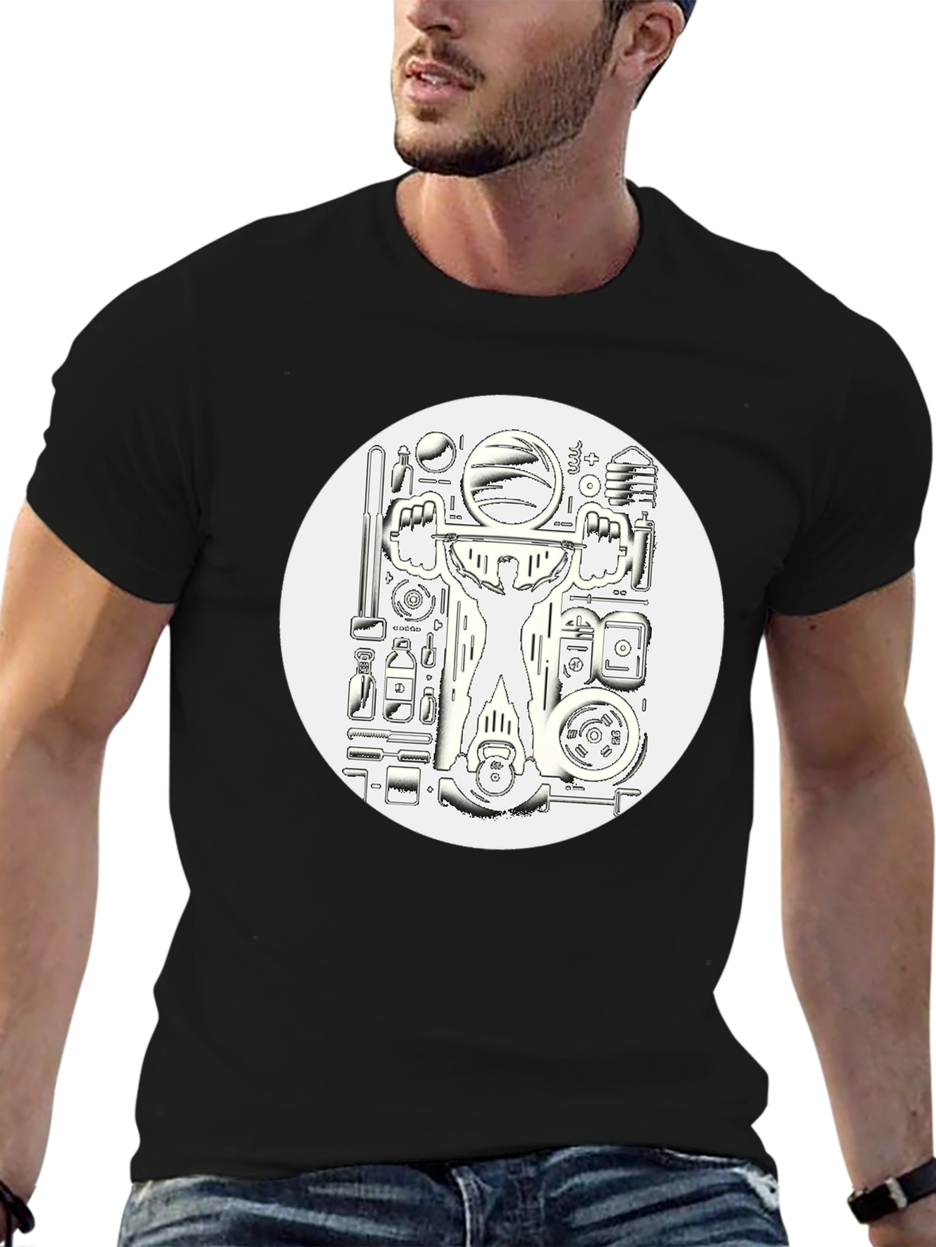 Weightlifting Black Graphic T-Shirt