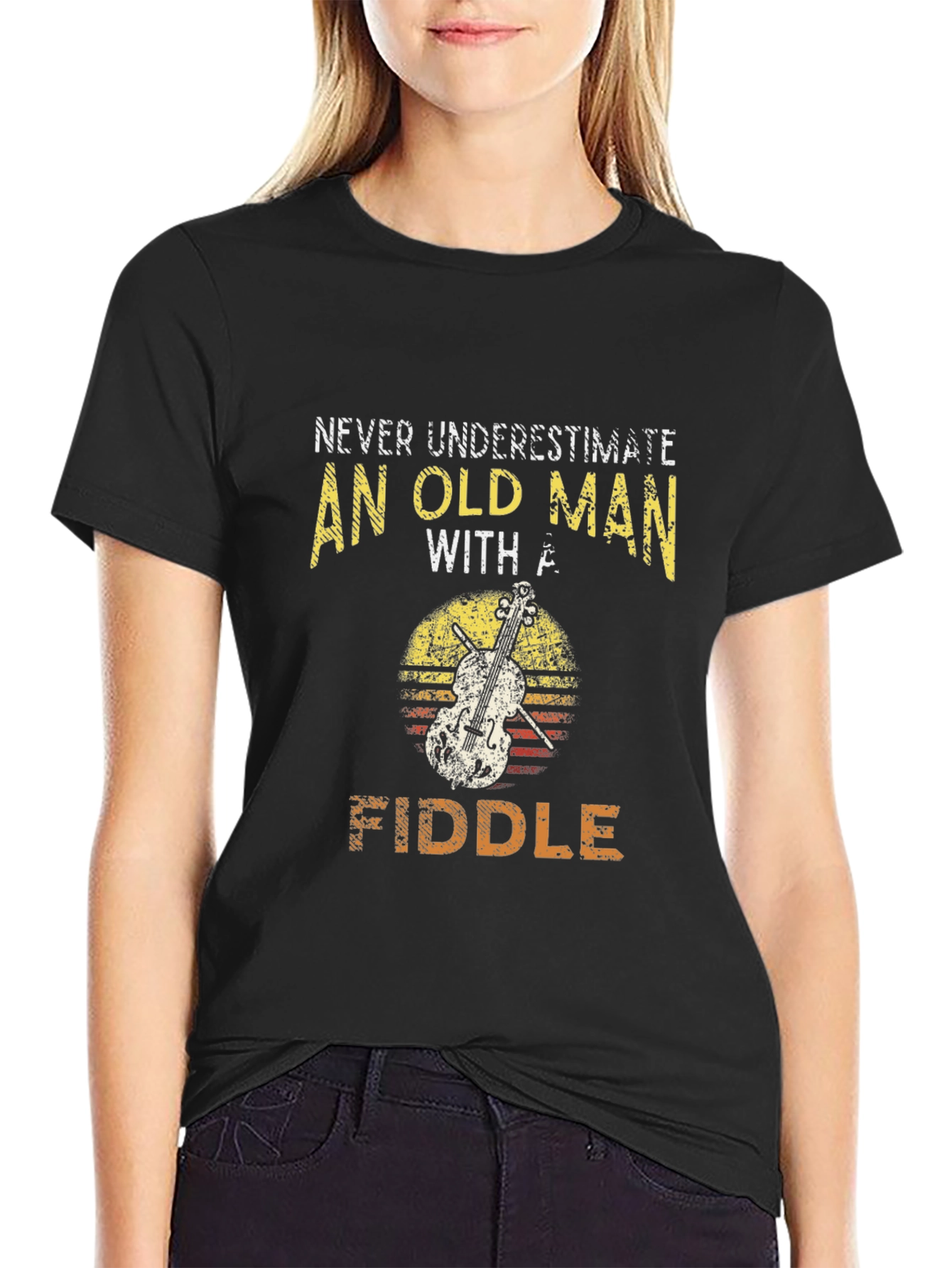 Never Underestimate an Old Man with a Fiddle T-Shirt