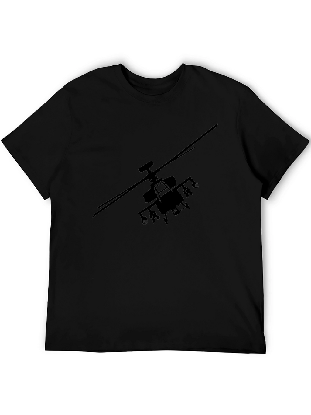 Black Helicopter Graphic Tee - Military Style