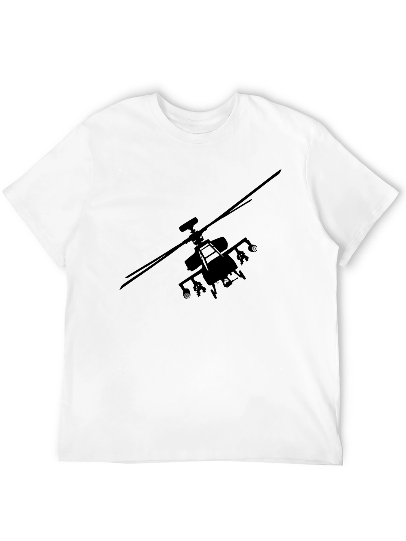 Black Helicopter Graphic Tee - Military Style