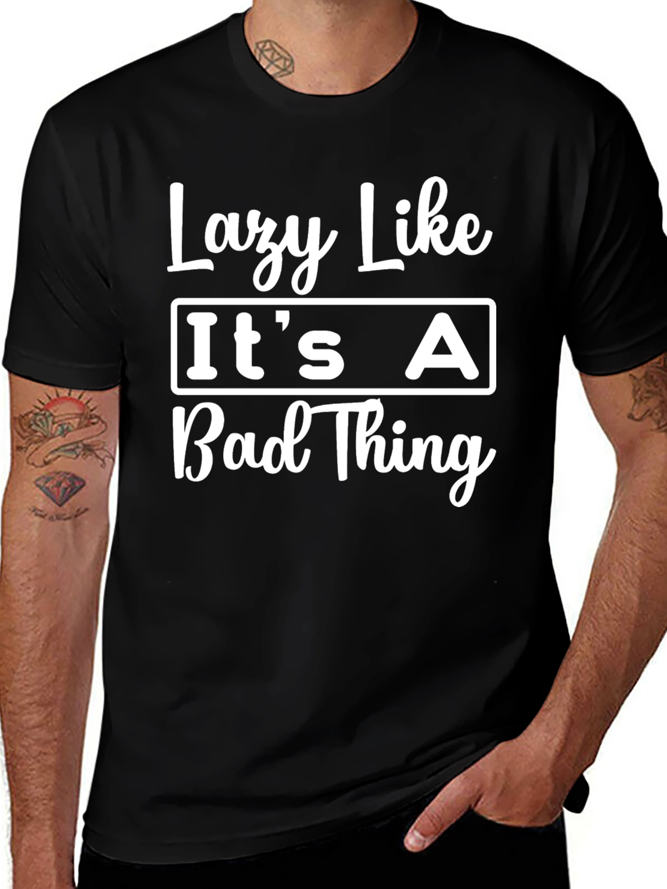 Lazy Like Its a Bad Thing Black Graphic T-Shirt