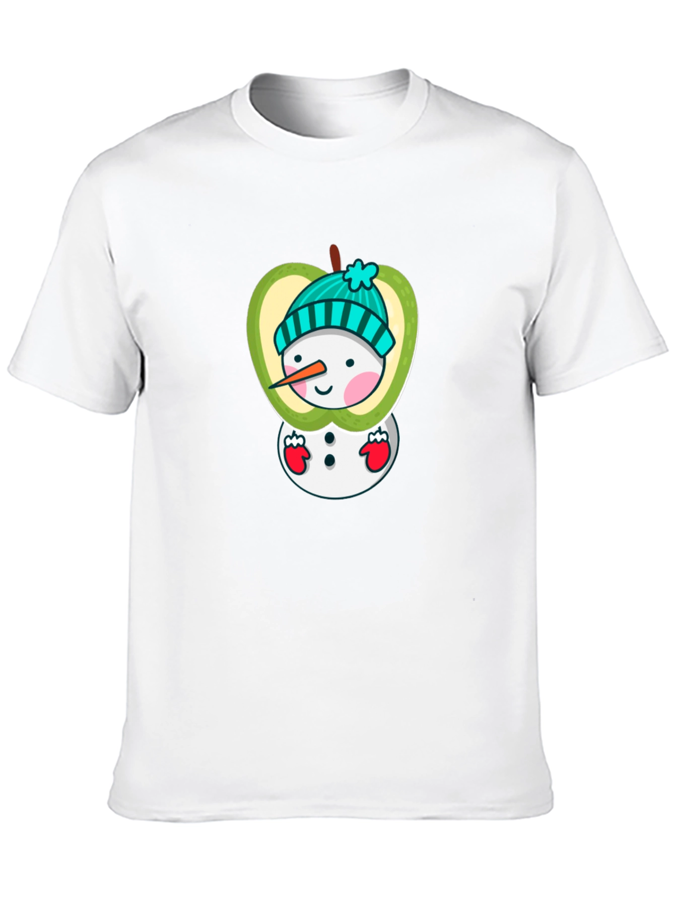 Snowman Apple Graphic Tee - Festive Winter Style