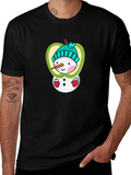 Snowman Apple Graphic Tee - Festive Winter Style