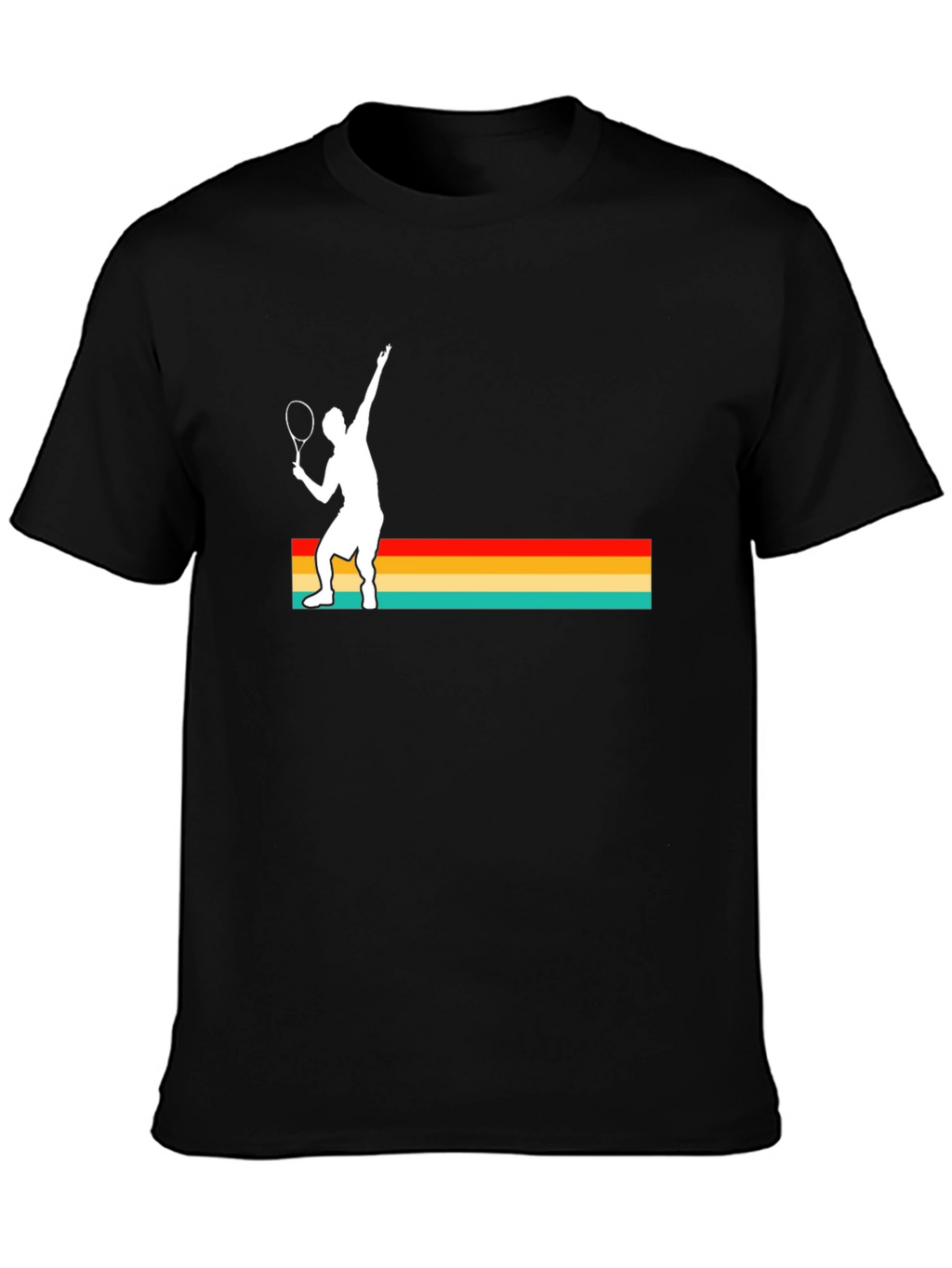 Retro Tennis Player Graphic Tee - Black