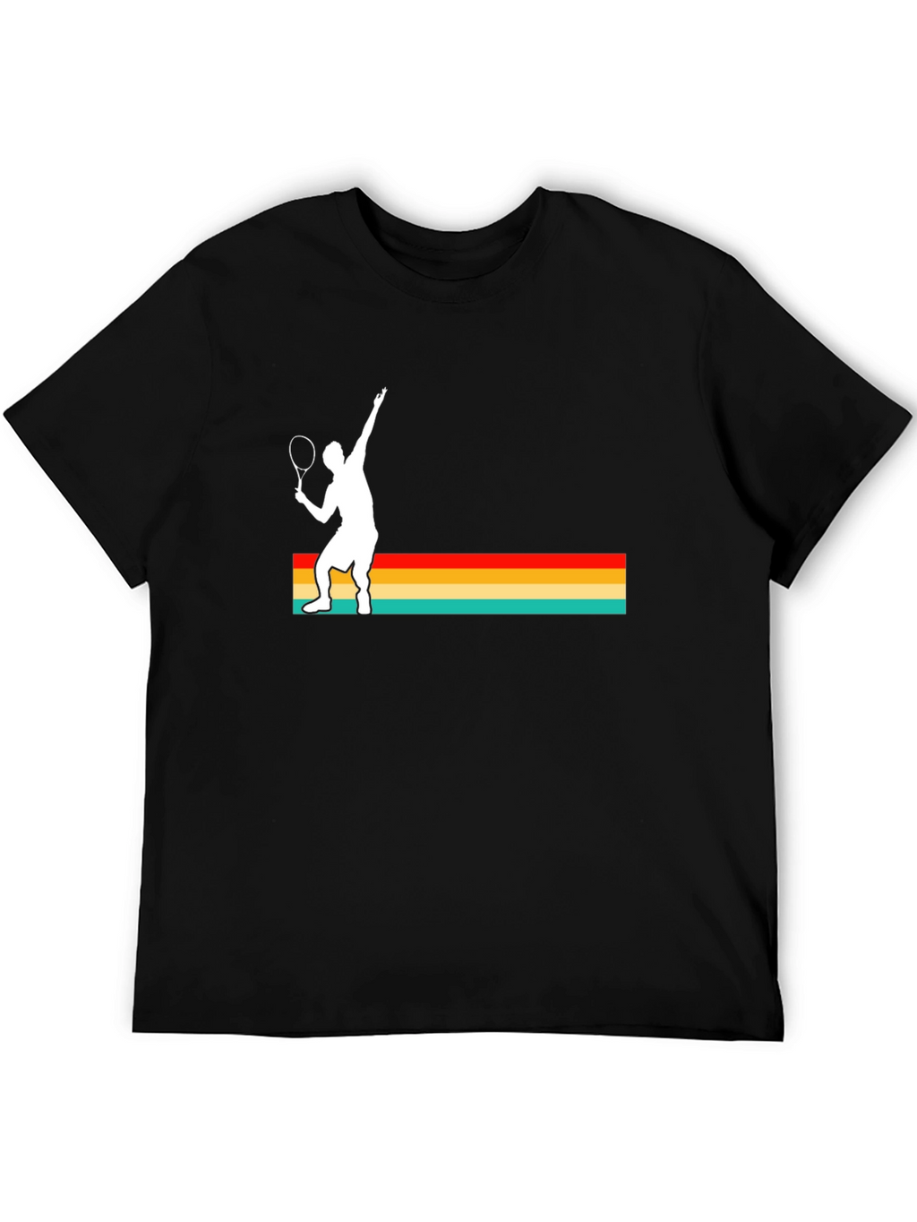 Retro Tennis Player Graphic Tee - Black