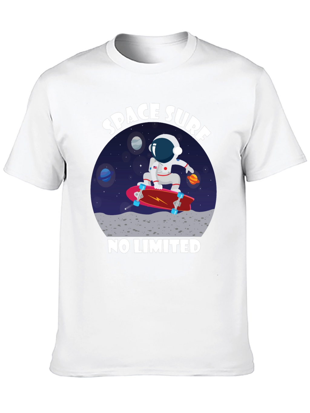 Space Surf T-Shirt - Astronaut Skateboard Tee