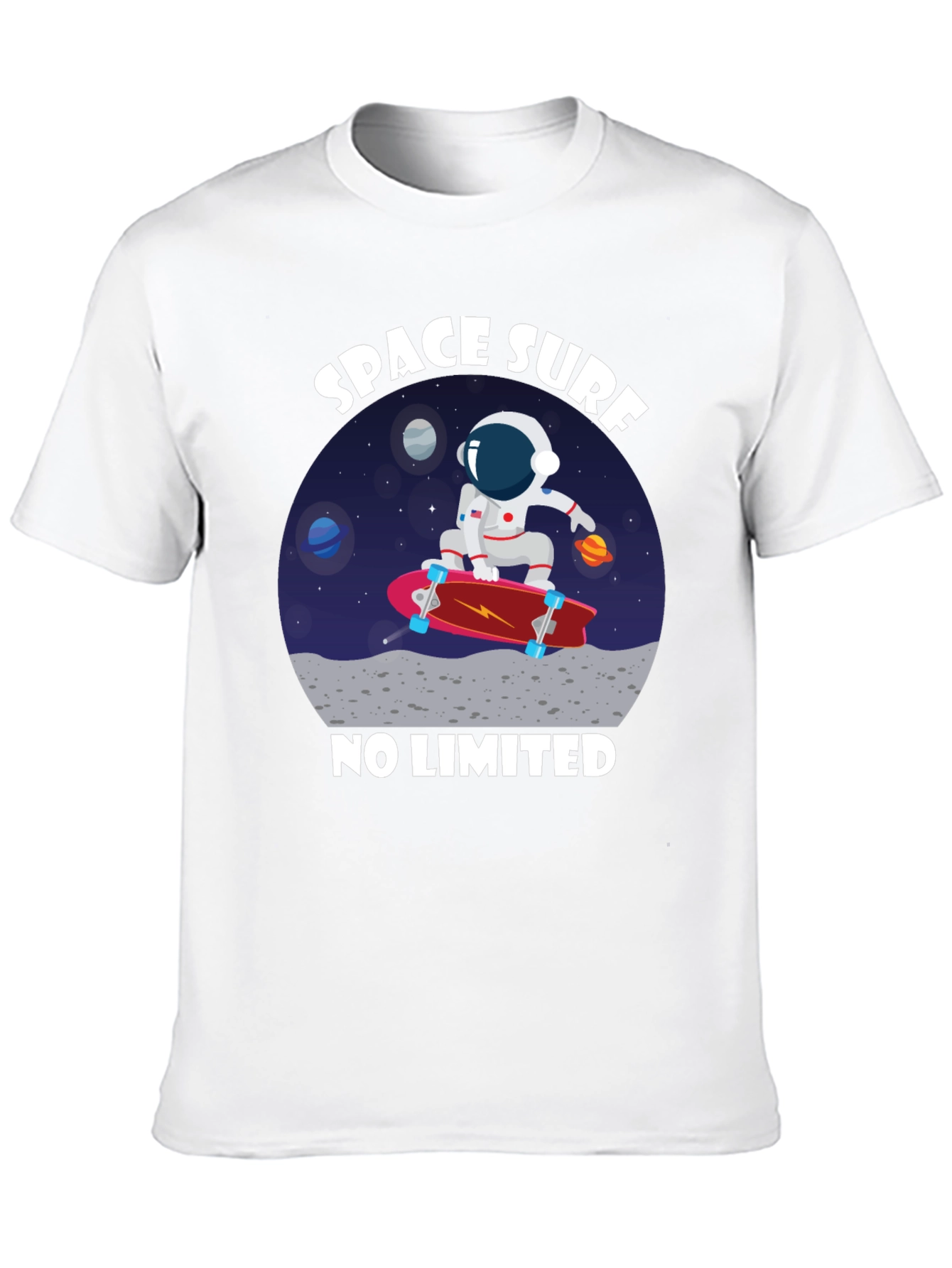 Space Surf T-Shirt - Astronaut Skateboard Tee